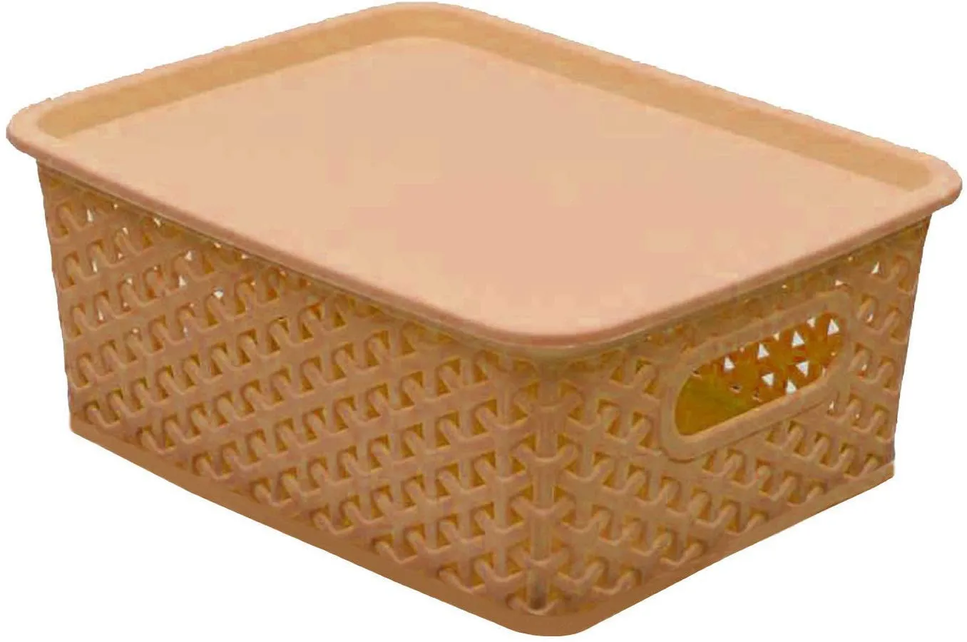 Kuber Industries Plastic 2 Pieces Medium Size Multipurpose Solitaire Storage Basket with Lid (Multi)