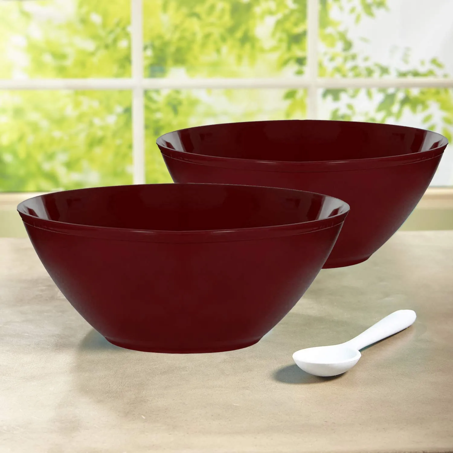 Kuber Industries Plastic Microwave Safe Unbreakable Mixing Bowl/Salad/Dining Table/Kitchen Plastic Bowl Set, 1000 Ml (Set of 3) Brown-KUBMART15653 (KUBMART015653)