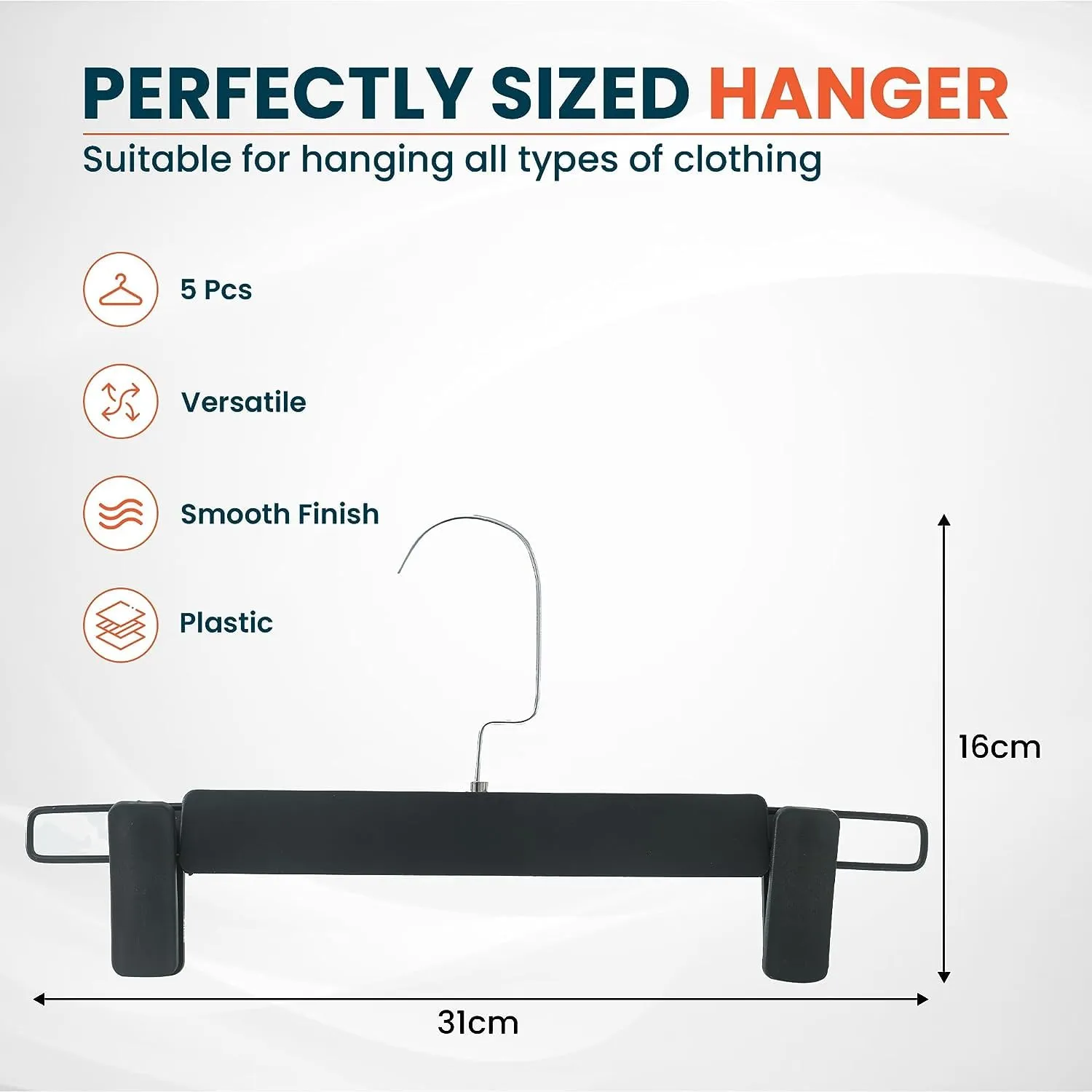 Kuber Industries Recycled Plastic Cloth Hanger Set of 10|Dress Coat Jacket Clothes Hangers|Chromed Plated Steel Hook (Black)