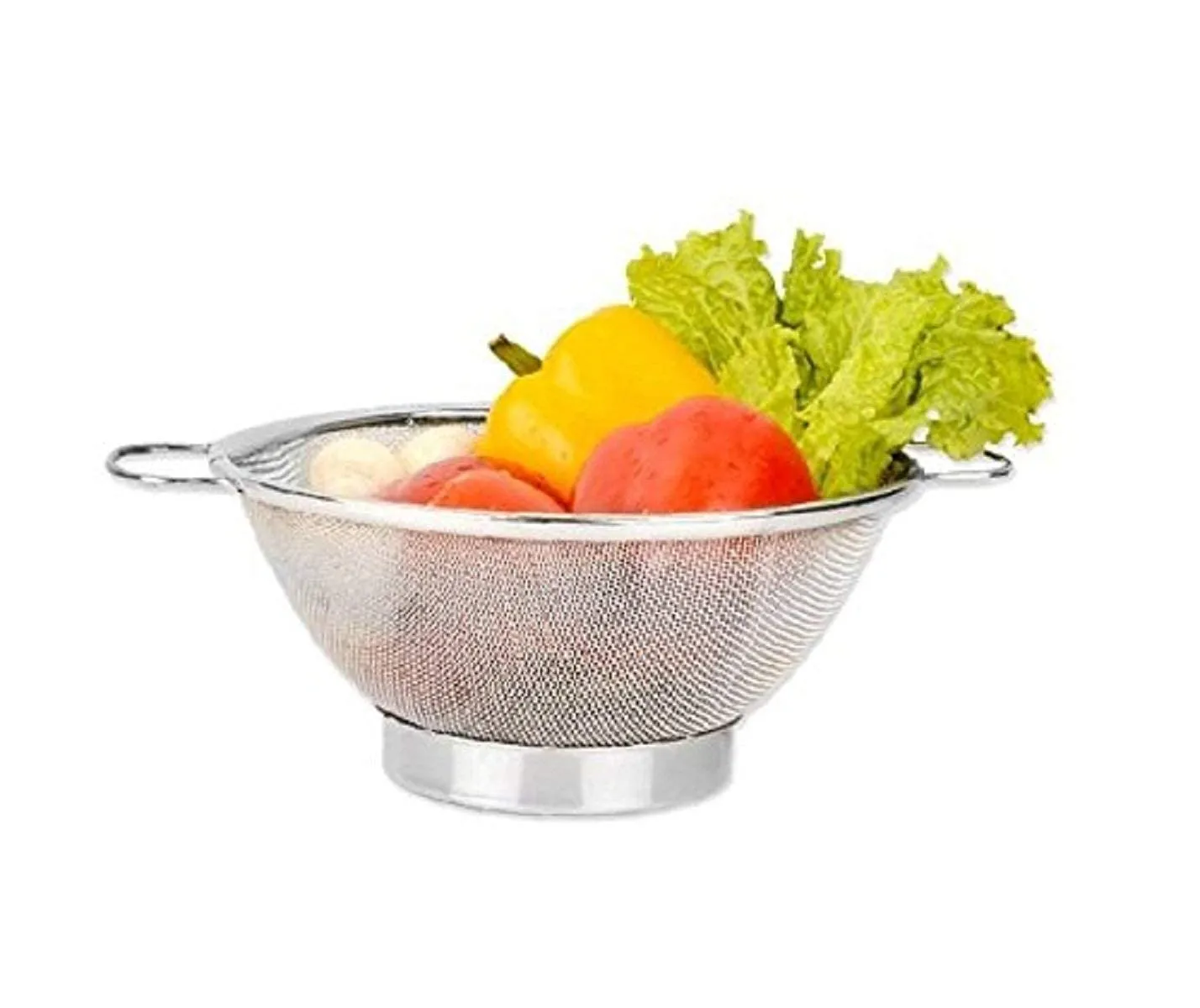 Kuber Industries Stainless Steel Double Mesh Fruits/Vegetable Basket Strainer Set of 1 Pc (Code-Vb25),Silver,Standard,Sfb25, 35 x 28 x 10 Centimeters