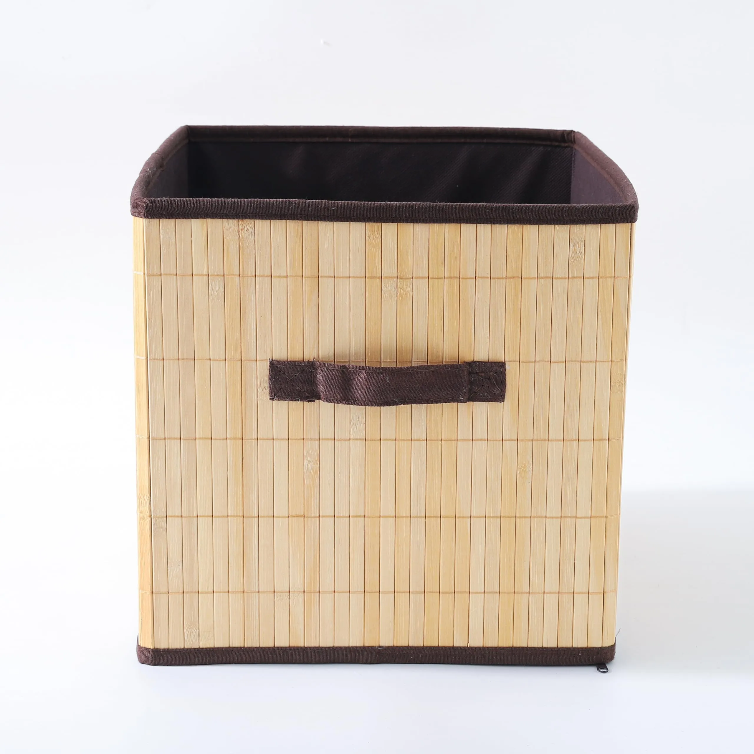 Kuber Industries Storage Basket | Bamboo Cloth Storage Basket |Storage Basket for Clothes-Toys | Natural Bamboo Cube Storage Basket | Foldable & Durable | SPYLH997 | 30 LTR | Brown