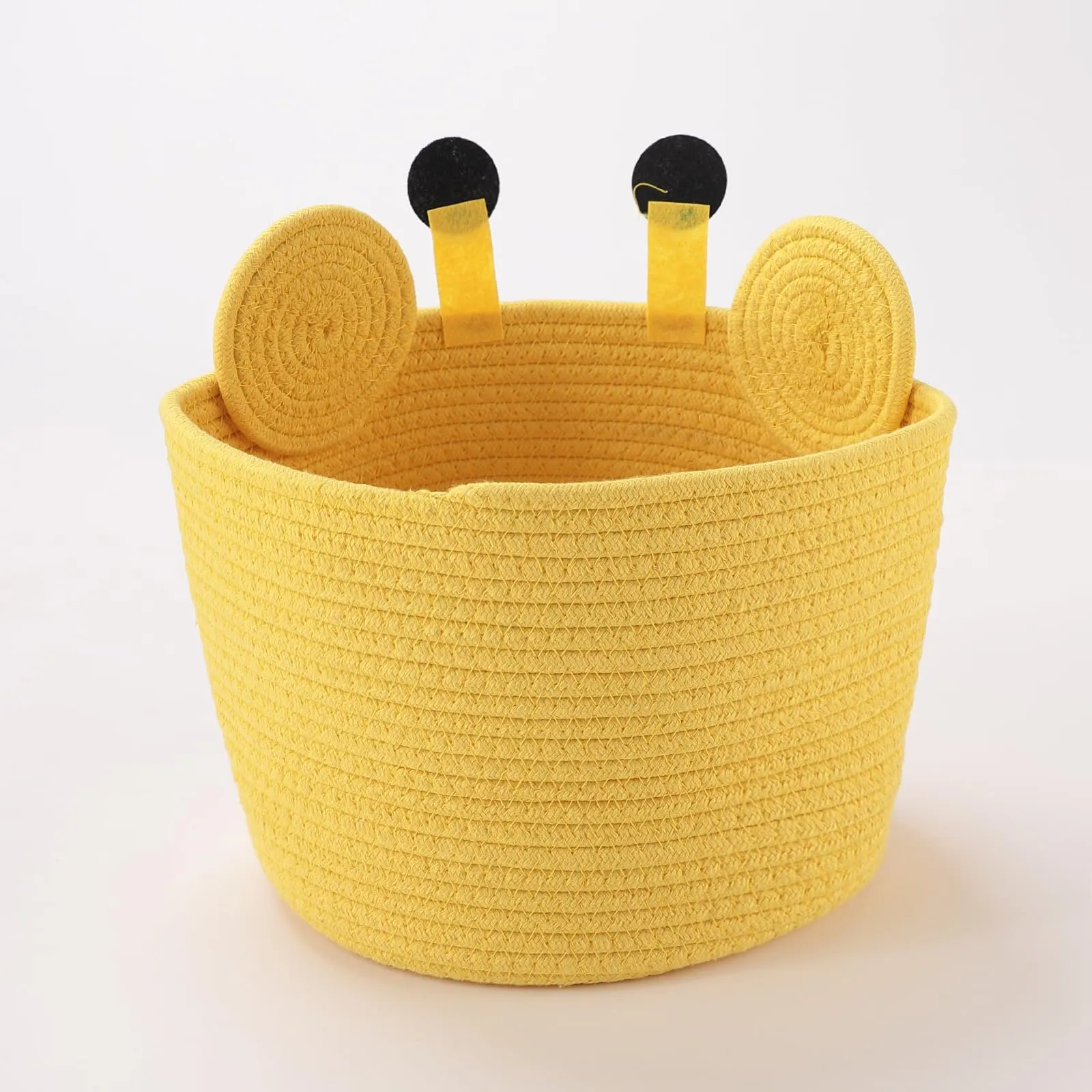 Kuber Industries Storage Basket | Giraffe Rope Storage Basket | Storage Basket for Clothes-Toys | Storage Basket Hamper with Handle | Foldable & Durable | SPYLH1017 | 9 LTR | Yellow