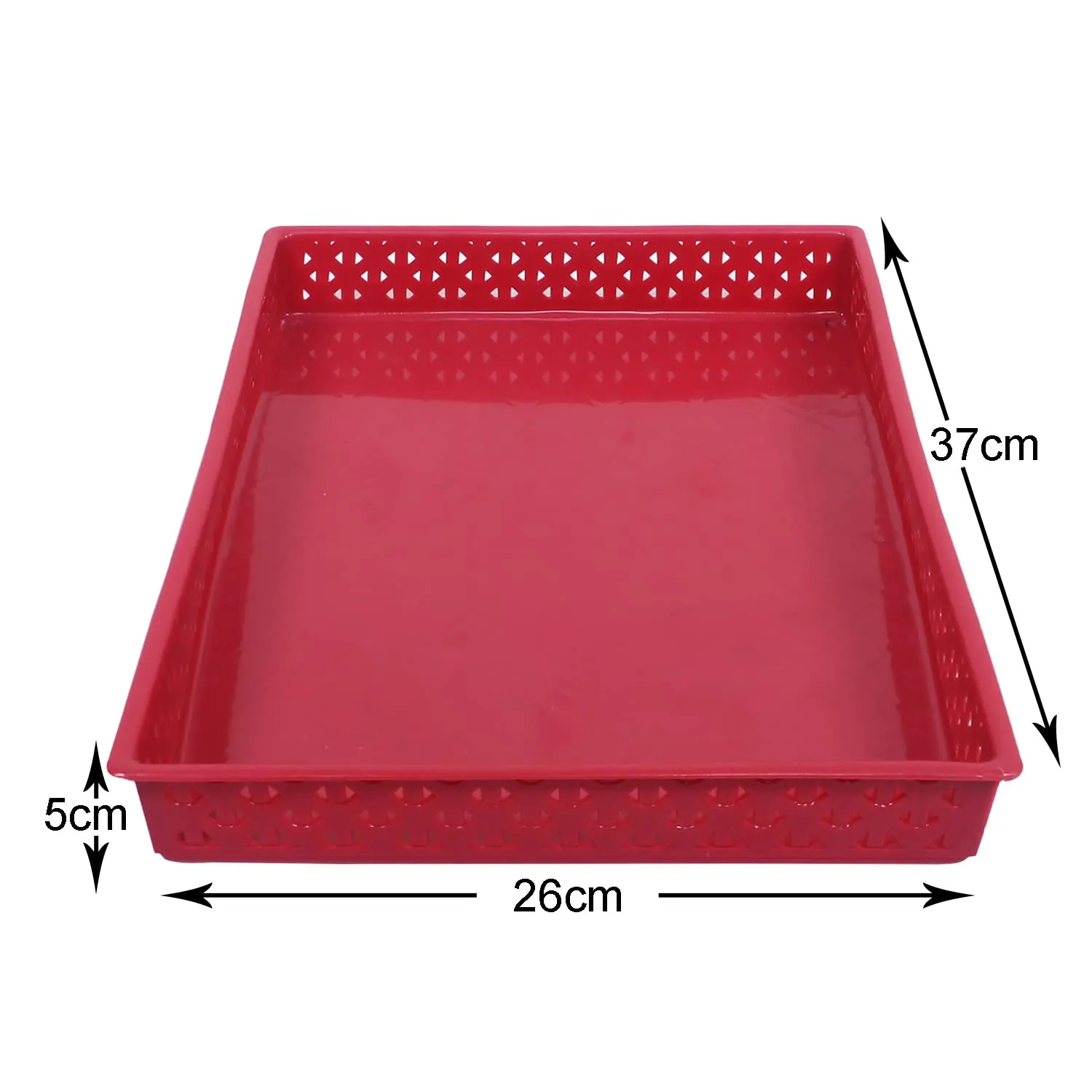 Kuber Industries Storage Tray|Versatile Plastic Storage Organizer|Rectangular Tray for Kitchen Storage|Storage Tray for Office|ALEXA-15|Pack of 2 (Maroon)