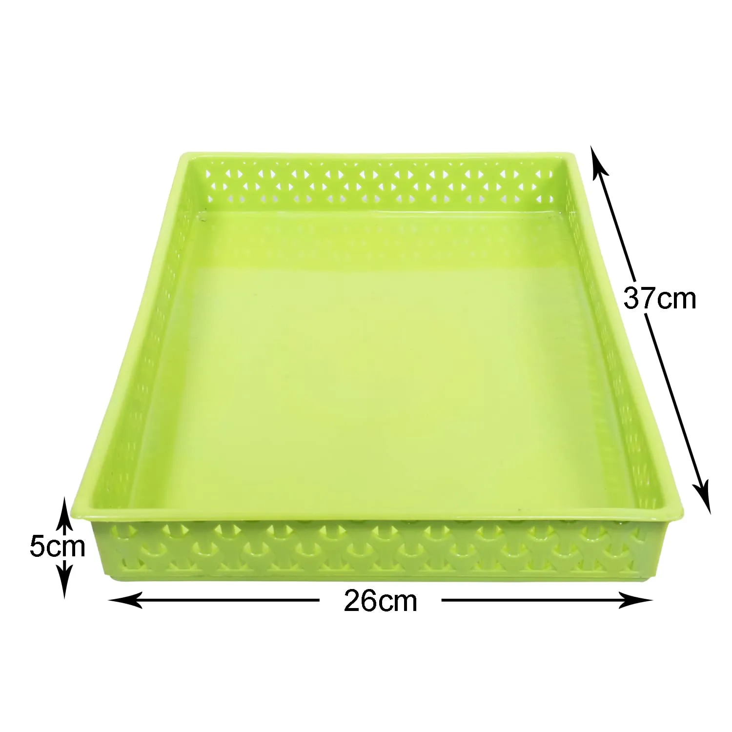 Kuber Industries Storage Tray|Versatile Plastic Storage Organizer|Rectangular Tray for Kitchen Storage|Storage Tray for Office|ALEXA-15|Pack of 3 (Green)