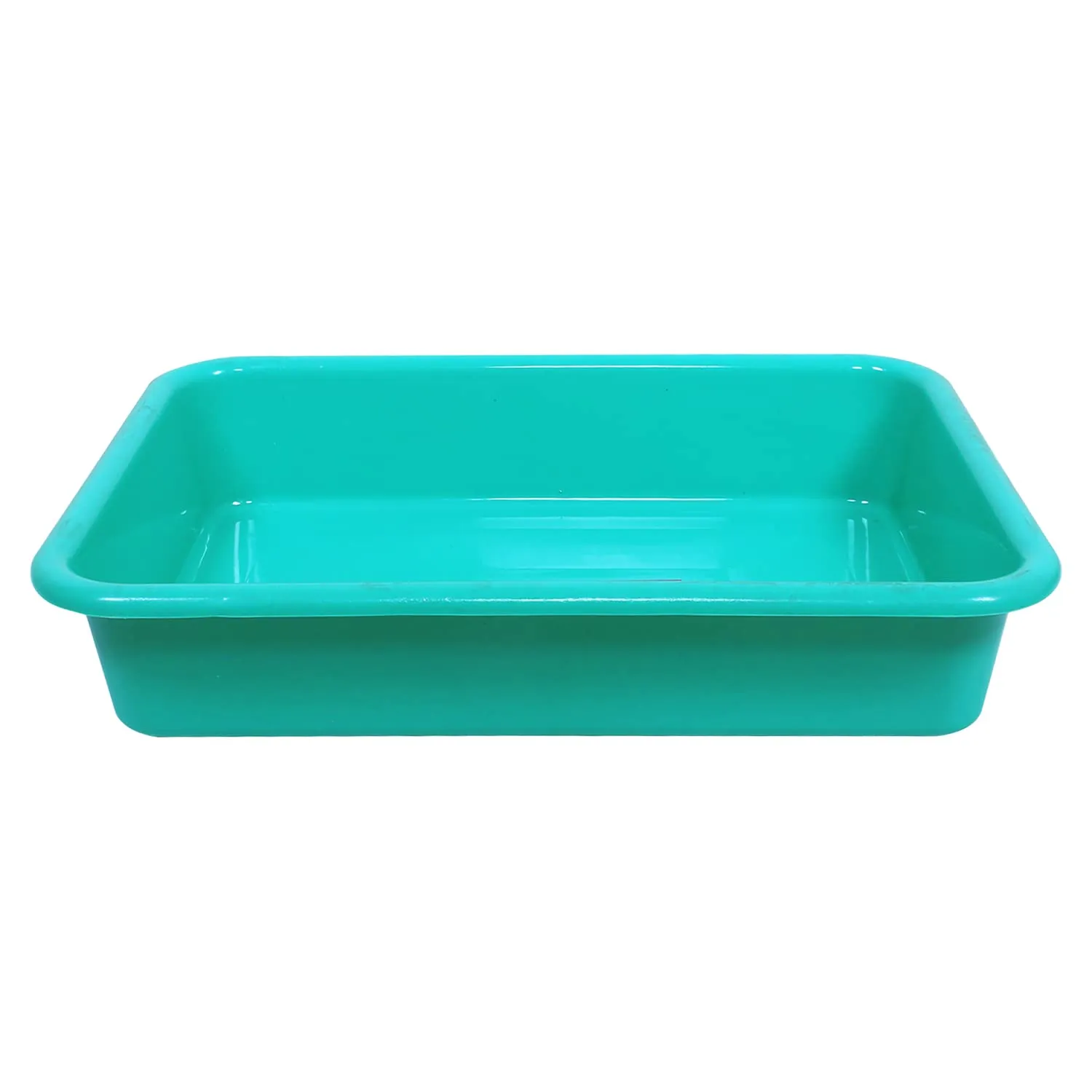 Kuber Industries Storage Tray|Versatile Plastic Storage Organizer|Rectangular Tray for Kitchen Storage|Storage Tray for office|Exel Tray 555|Pack of 2 (Blue & Green)