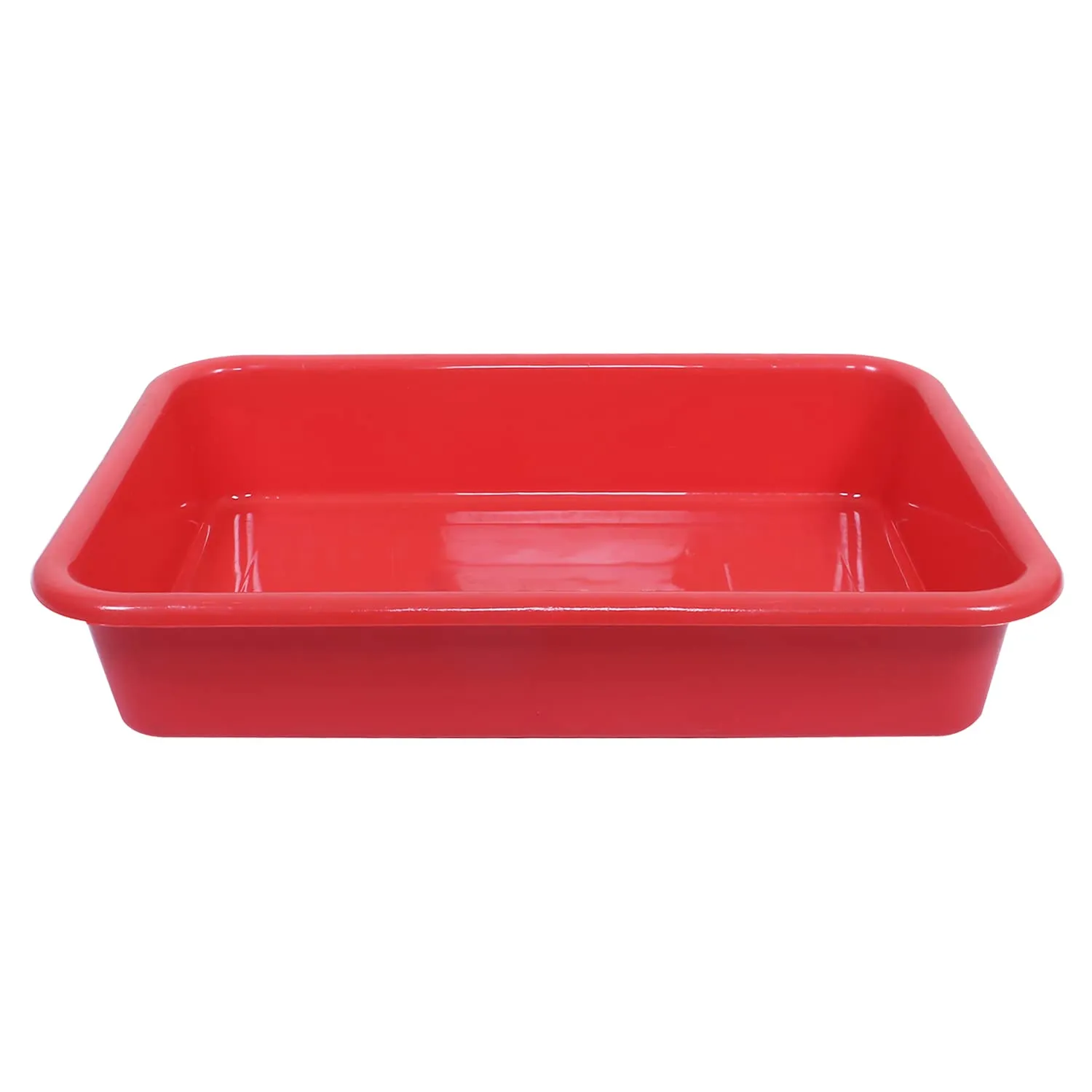 Kuber Industries Storage Tray|Versatile Plastic Storage Organizer|Rectangular Tray for Kitchen Storage|Storage Tray for office|Exel Tray 555|Pack of 3 (Red)