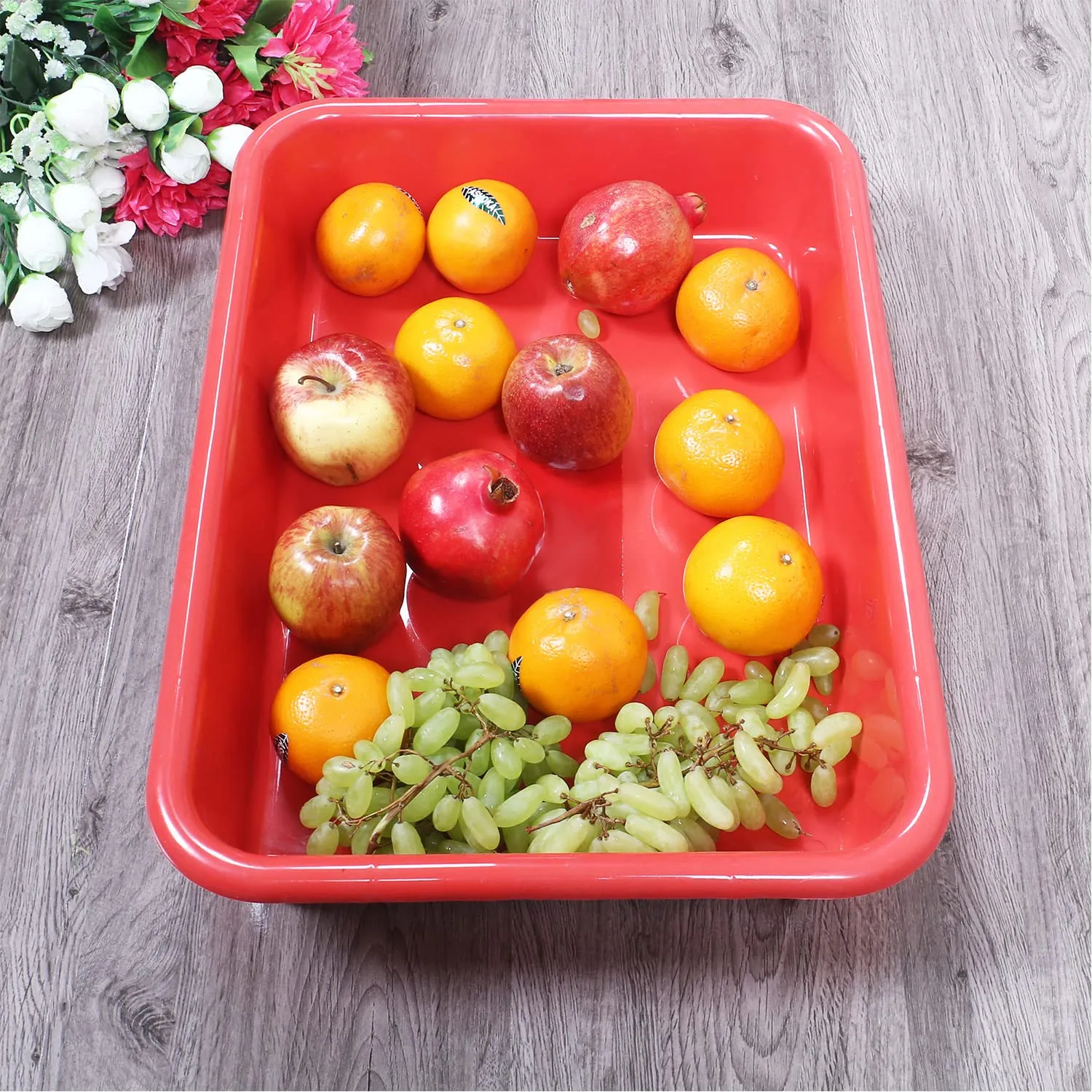 Kuber Industries Storage Tray|Versatile Plastic Storage Organizer|Rectangular Tray for Kitchen Storage|Storage Tray for office|Exel Tray 555|Pack of 3 (Red)