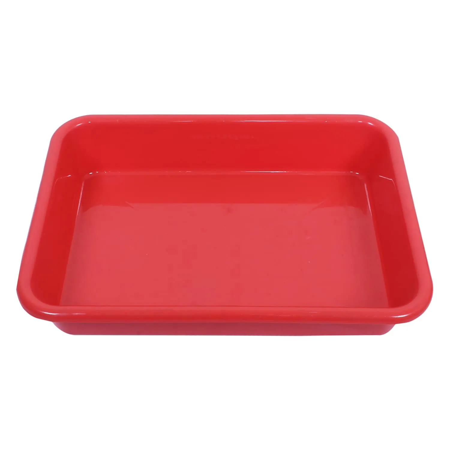 Kuber Industries Storage Tray|Versatile Plastic Storage Organizer|Rectangular Tray for Kitchen Storage|Storage Tray for office|Exel Tray 555|Pack of 3 (Red)