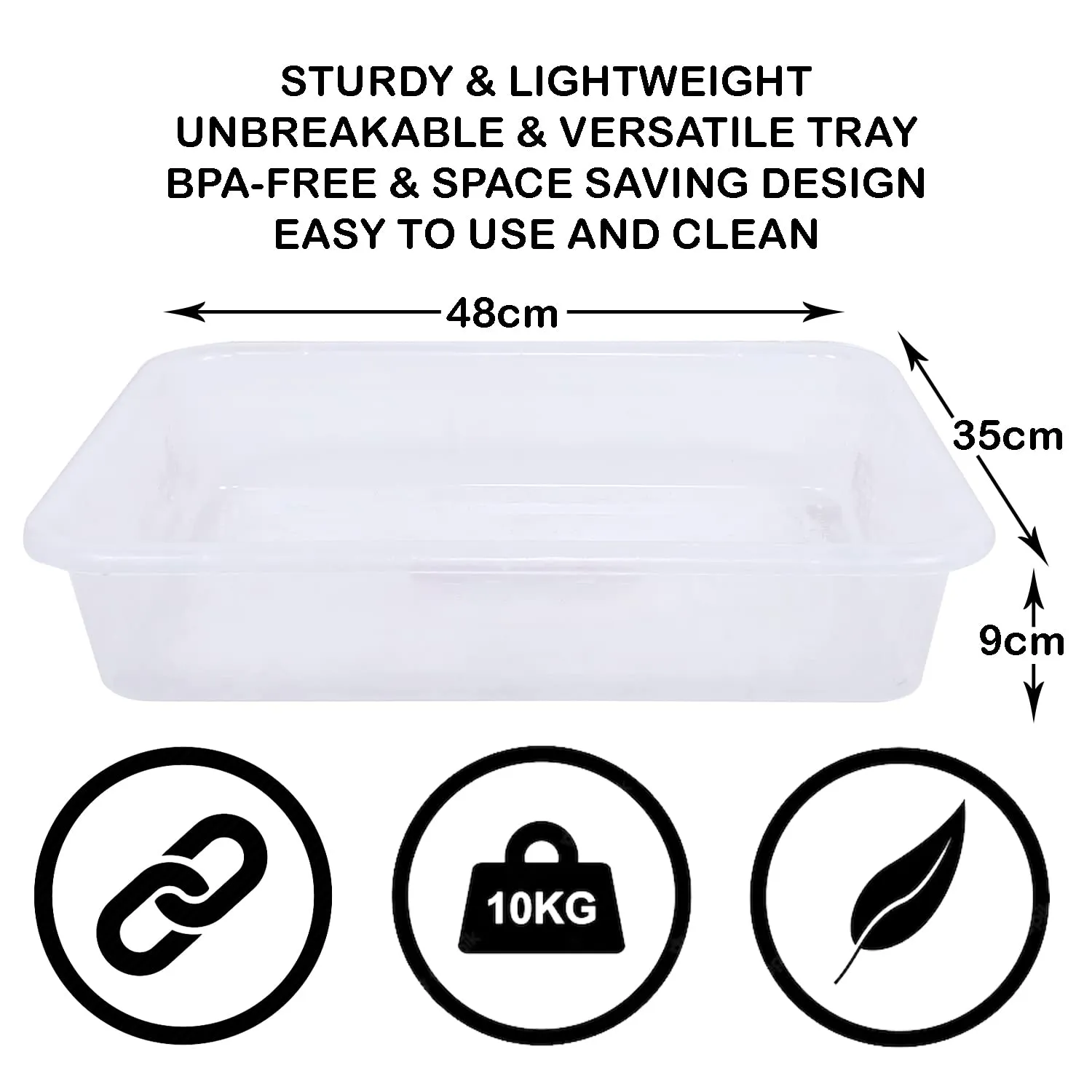 Kuber Industries Storage Tray|Versatile Plastic Storage Organizer|Rectangular Tray for Kitchen Storage|Storage Tray for office|Exel Tray 555|Pack of 3 (Transparent)