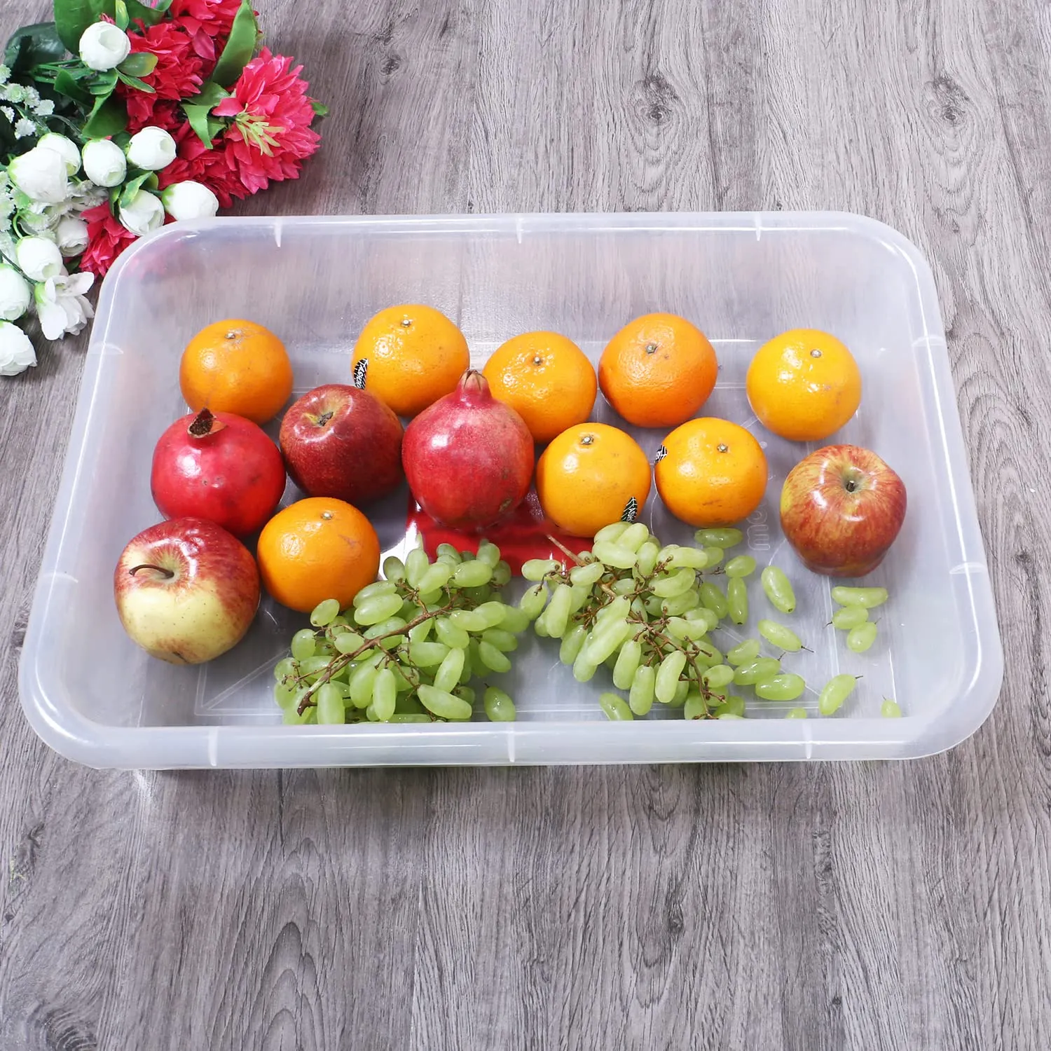 Kuber Industries Storage Tray|Versatile Plastic Storage Organizer|Rectangular Tray for Kitchen Storage|Storage Tray for office|Exel Tray 555|Pack of 3 (Transparent)