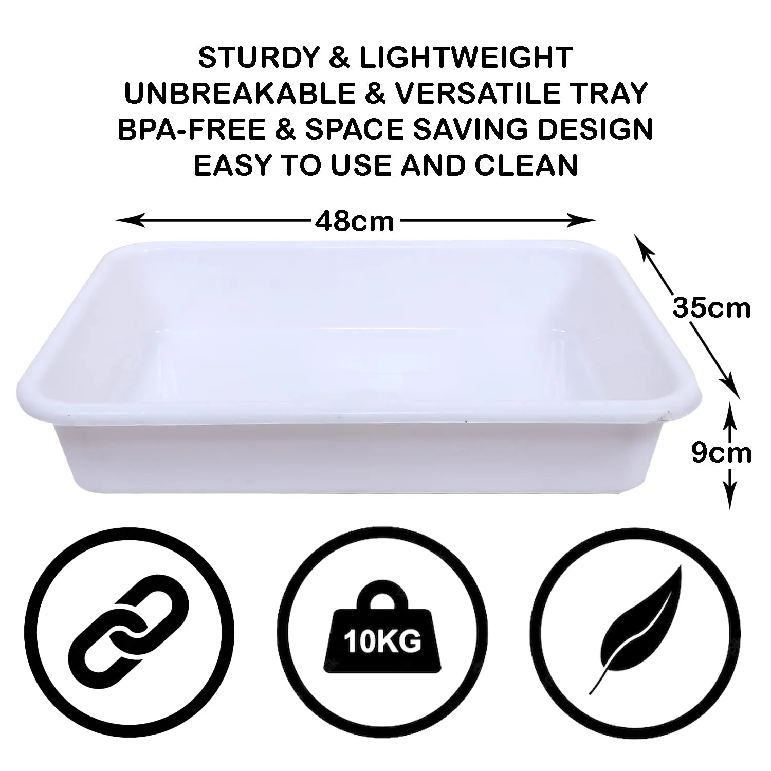 Kuber Industries Storage Tray|Versatile Plastic Storage Organizer|Rectangular Tray for Kitchen Storage|Storage Tray for office|Exel Tray 555|Pack of 3 (White)