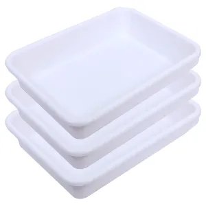 Kuber Industries Storage Tray|Versatile Plastic Storage Organizer|Rectangular Tray for Kitchen Storage|Storage Tray for office|Exel Tray 555|Pack of 3 (White)