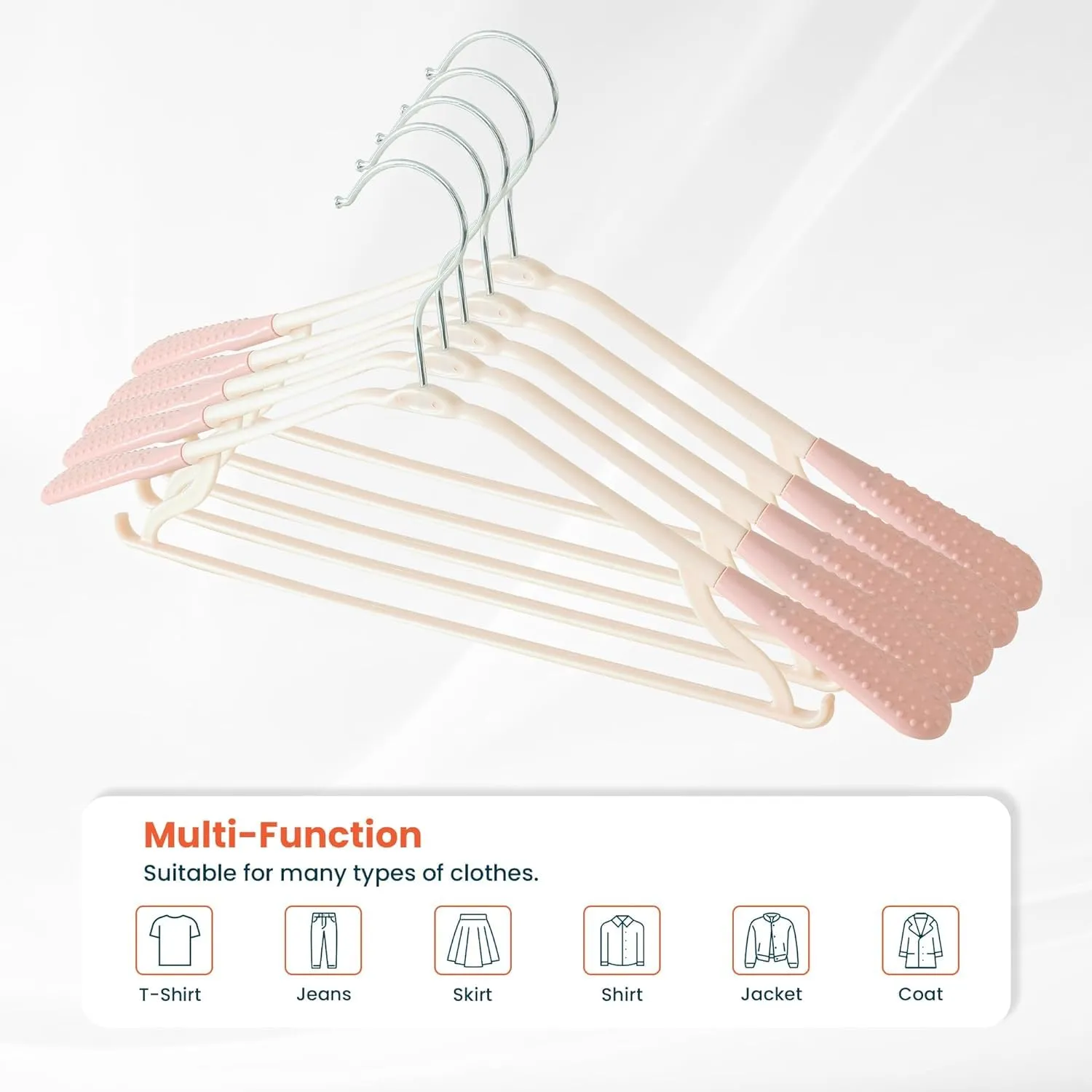 Kuber IndustriesPP Cloth Hanger Set of 25 with Zinc Plated Steel Hook (Pink)