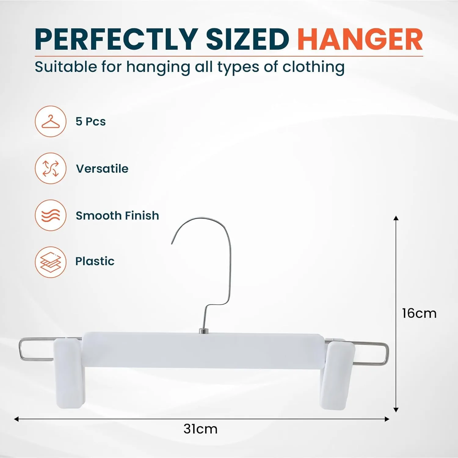 Kuber IndustriesRecycled Plastic Cloth Hanger Set of 20 with Chromed Plated Steel Hook (White)