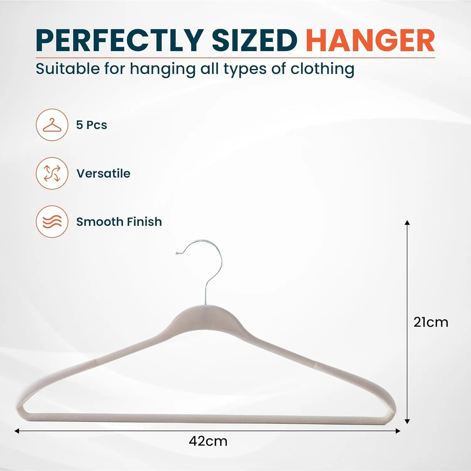 Kuber IndustriesVelvet Cloth Hanger Set of 20 with Chromed Plated Steel Hook|GREY|