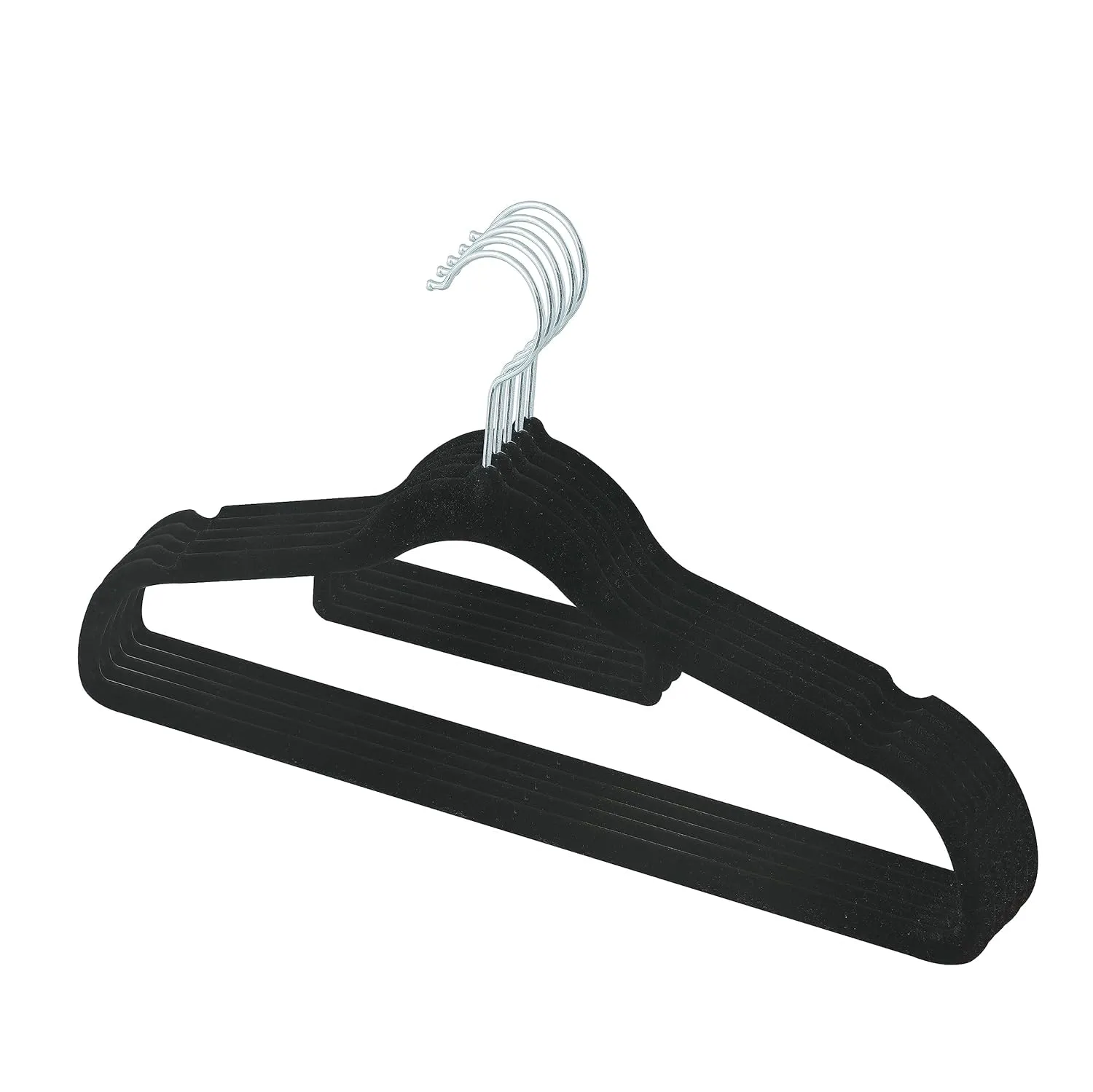 Kuber IndustriesVelvet Cloth Hanger Set of 25 with Chromed Plated Steel Hook (Black)