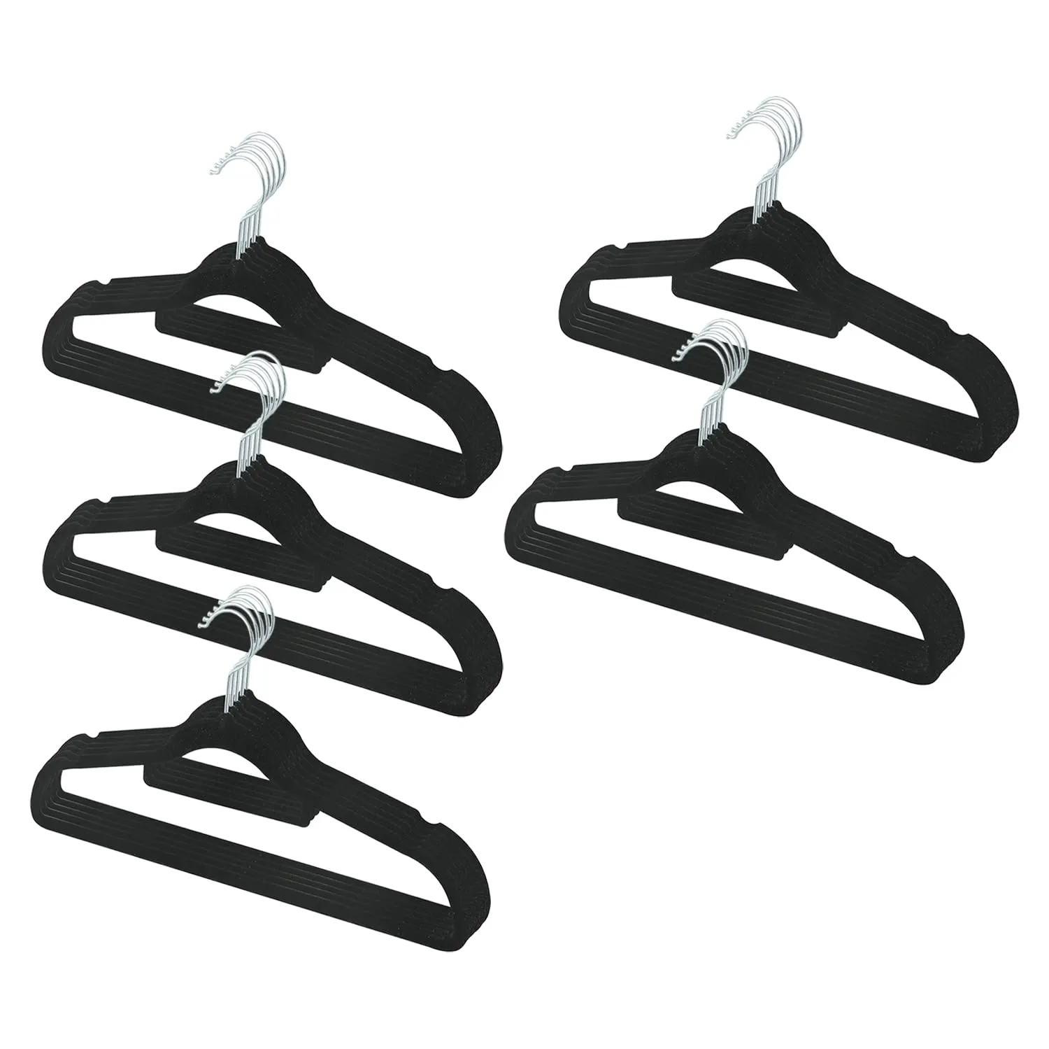 Kuber IndustriesVelvet Cloth Hanger Set of 25 with Chromed Plated Steel Hook (Black)