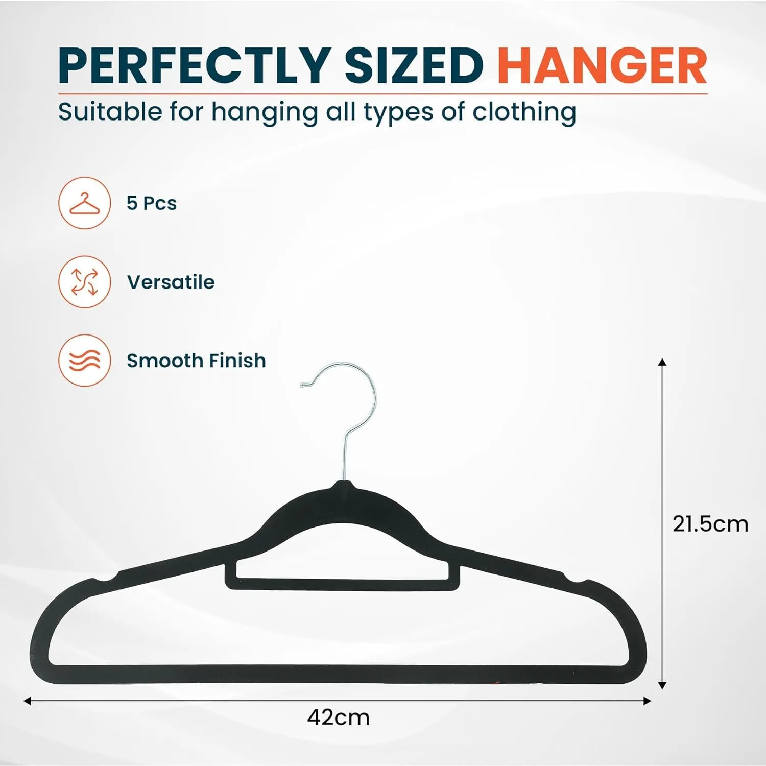 Kuber IndustriesVelvet Cloth Hanger Set of 25 with Chromed Plated Steel Hook (Black)