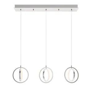 Lock 3 Lights 36 In. LED Pendant Light Satin Nickel Finish