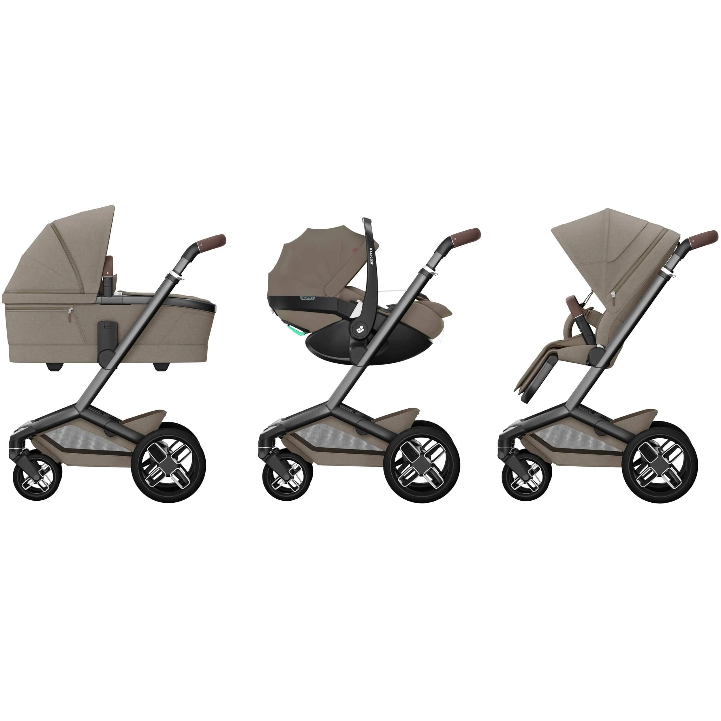 Maxi-Cosi FAME 9 Piece Premium Bundle in Twillic Truffle (Black Wheels)