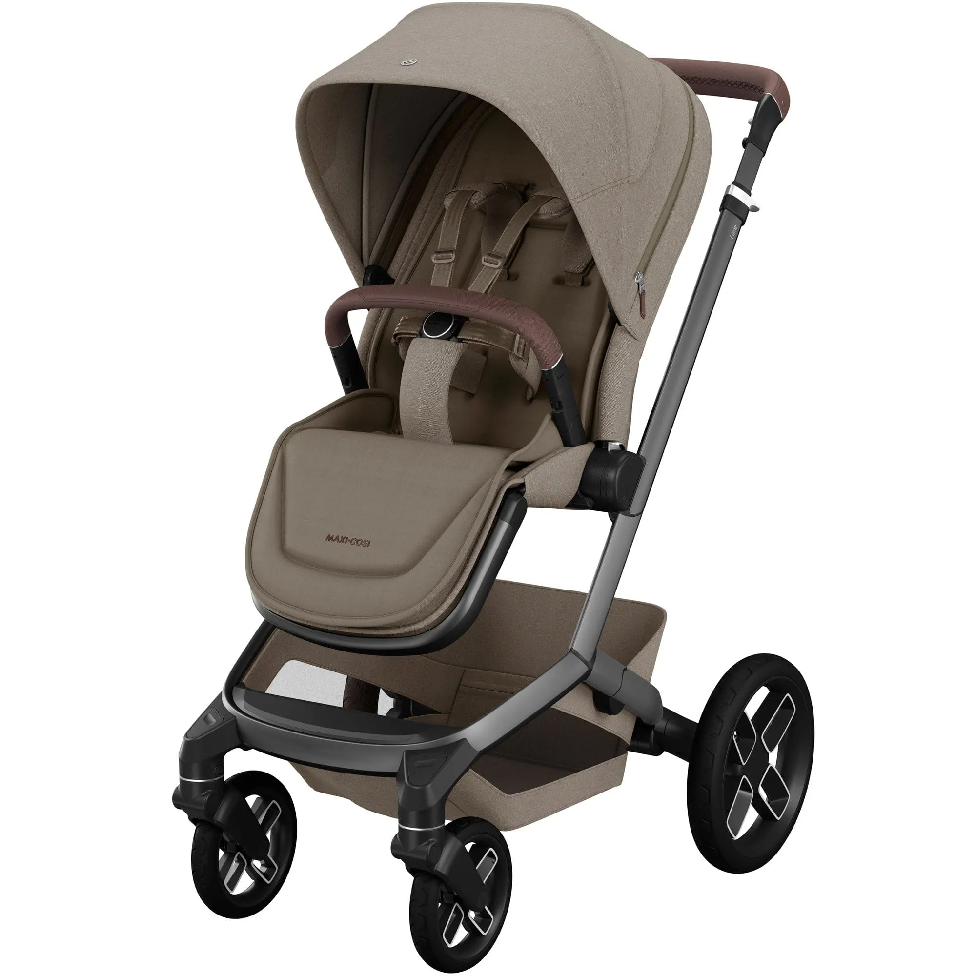 Maxi-Cosi FAME 9 Piece Premium Bundle in Twillic Truffle (Black Wheels)