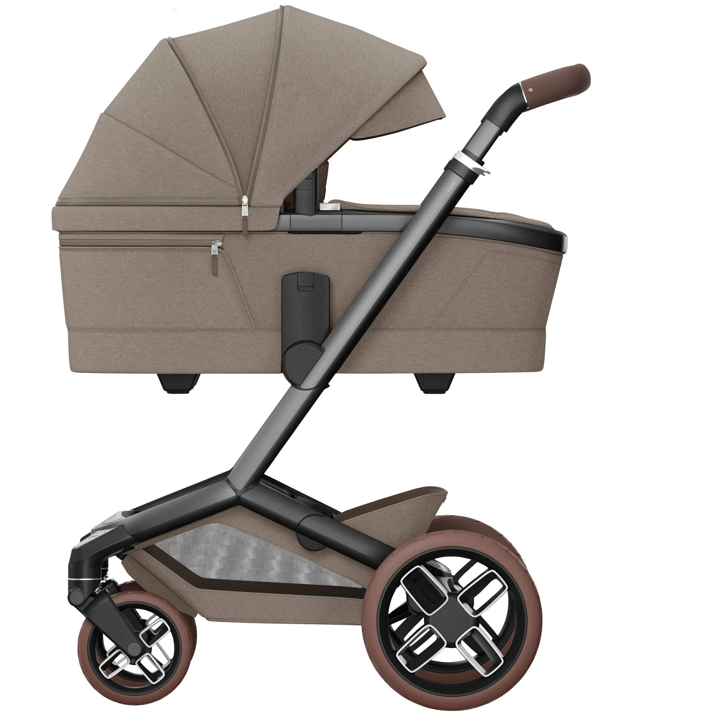 Maxi-Cosi FAME 9 Piece Premium Bundle in Twillic Truffle (Brown Wheels)