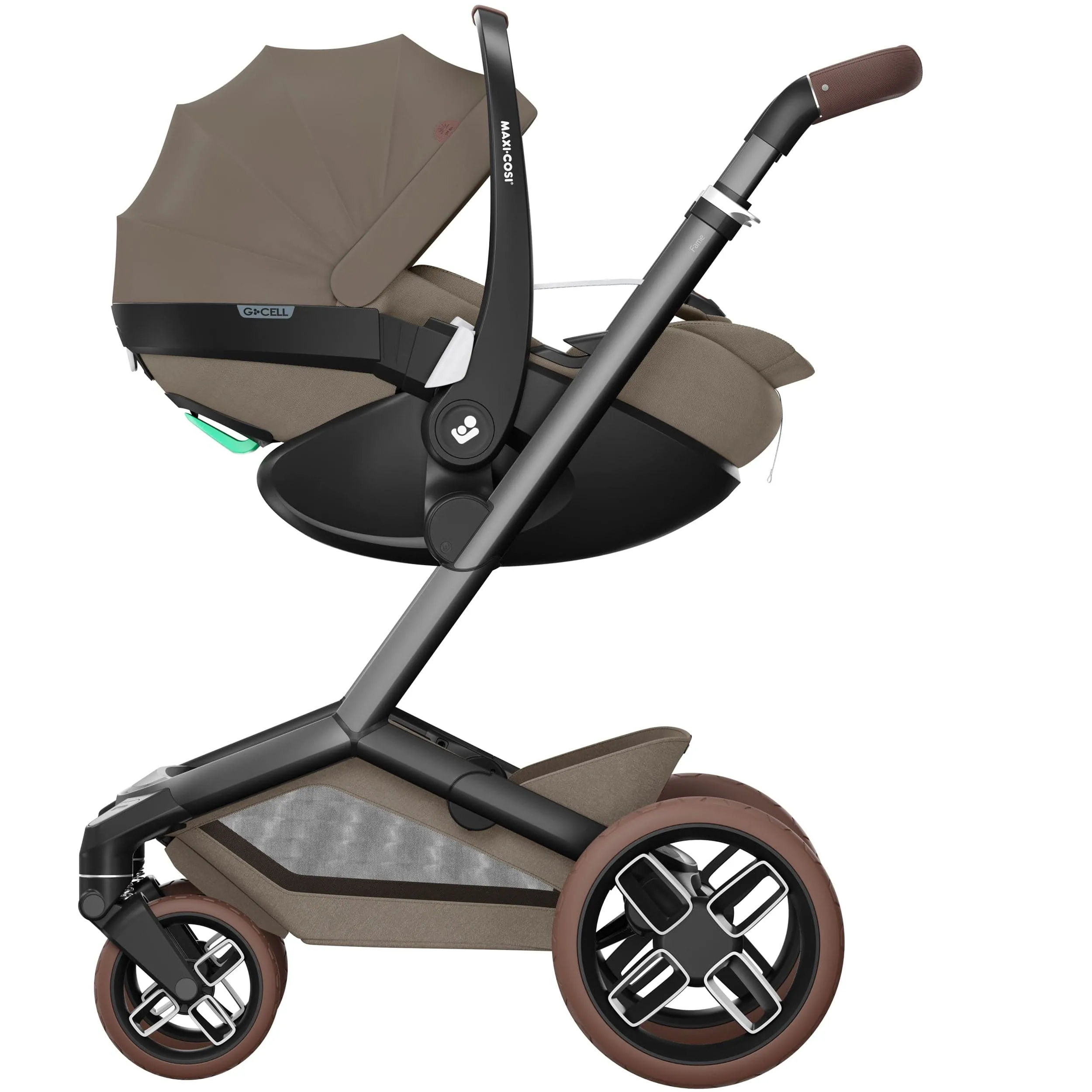 Maxi-Cosi FAME 9 Piece Premium Bundle in Twillic Truffle (Brown Wheels)