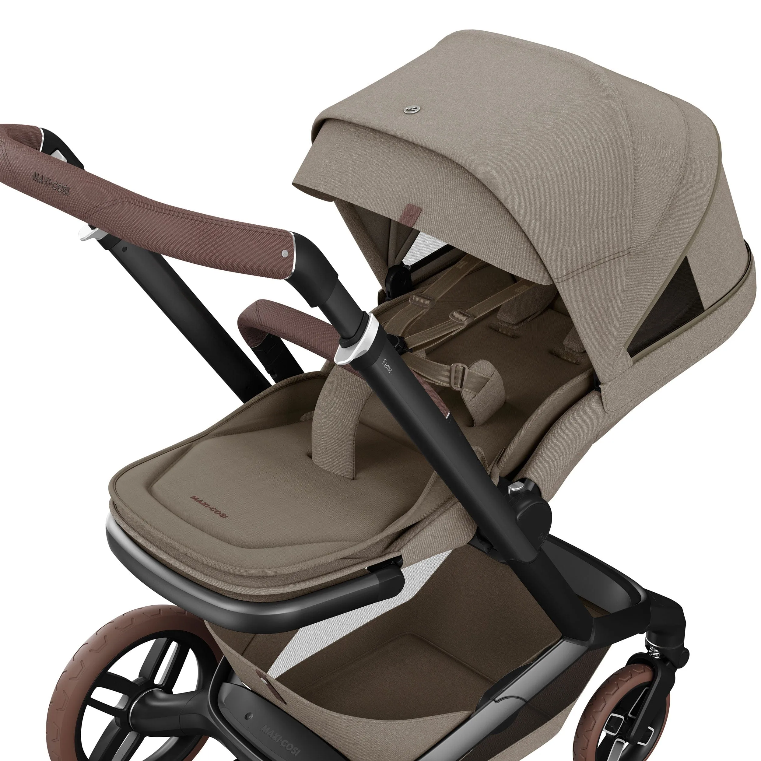 Maxi-Cosi FAME 9 Piece Premium Bundle in Twillic Truffle (Brown Wheels)