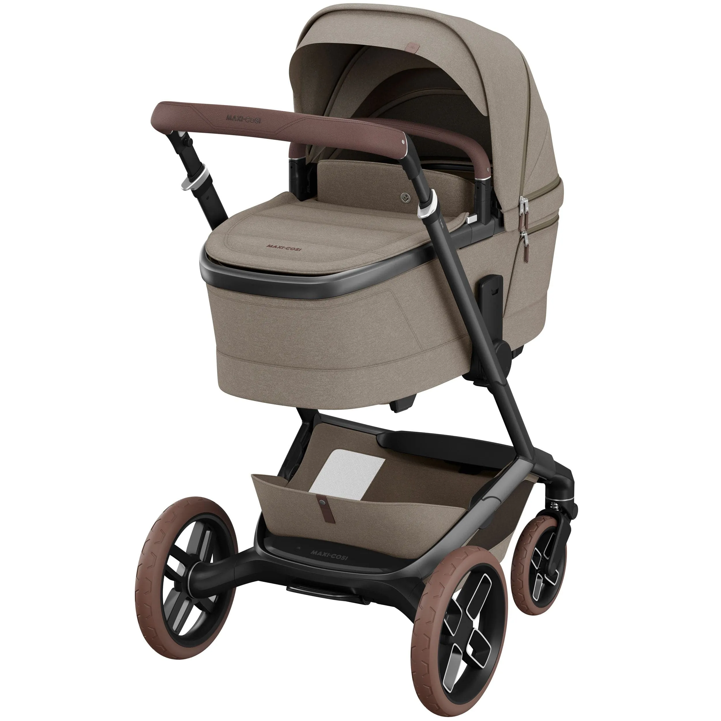 Maxi-Cosi FAME 9 Piece Premium Bundle in Twillic Truffle (Brown Wheels)