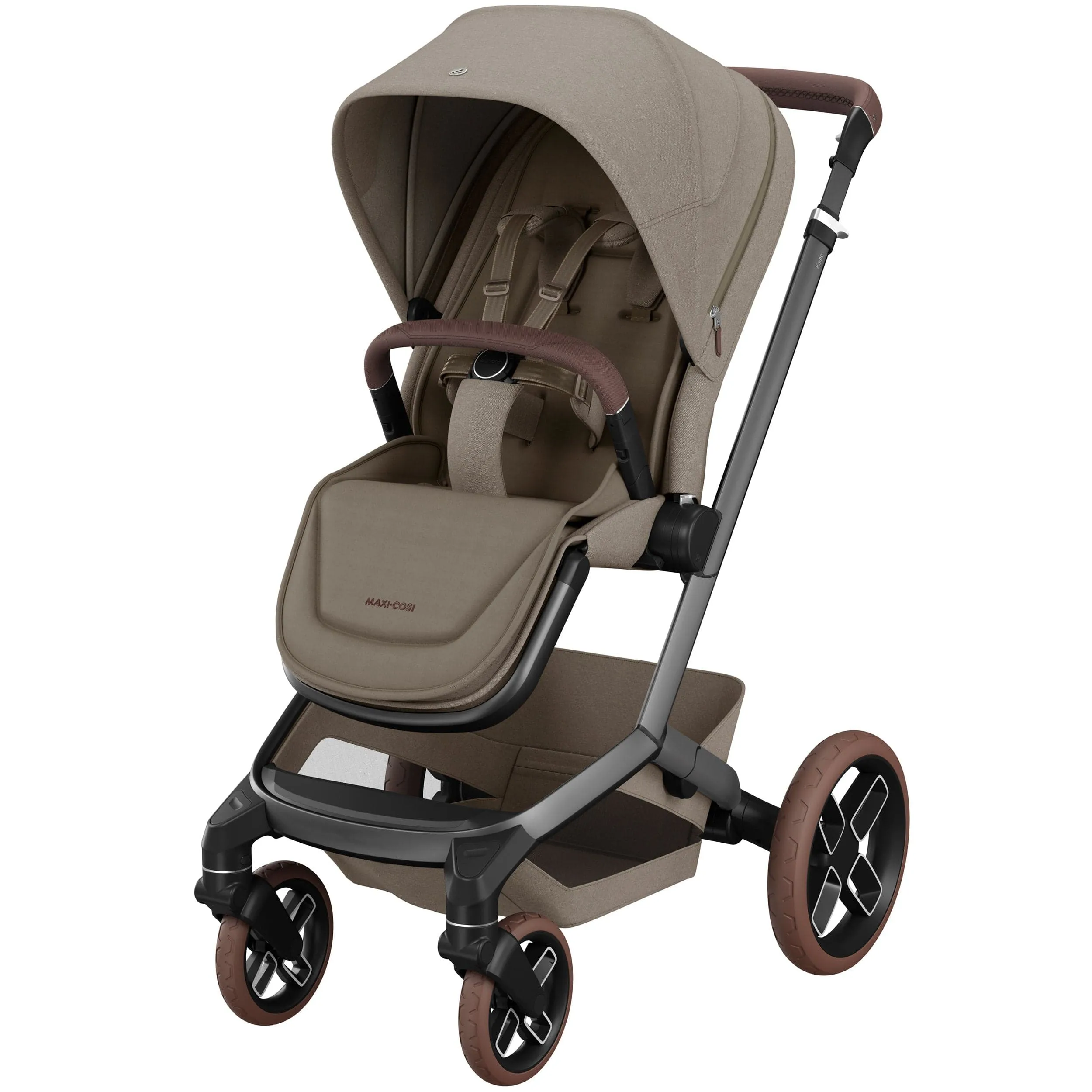 Maxi-Cosi FAME 9 Piece Premium Bundle in Twillic Truffle (Brown Wheels)