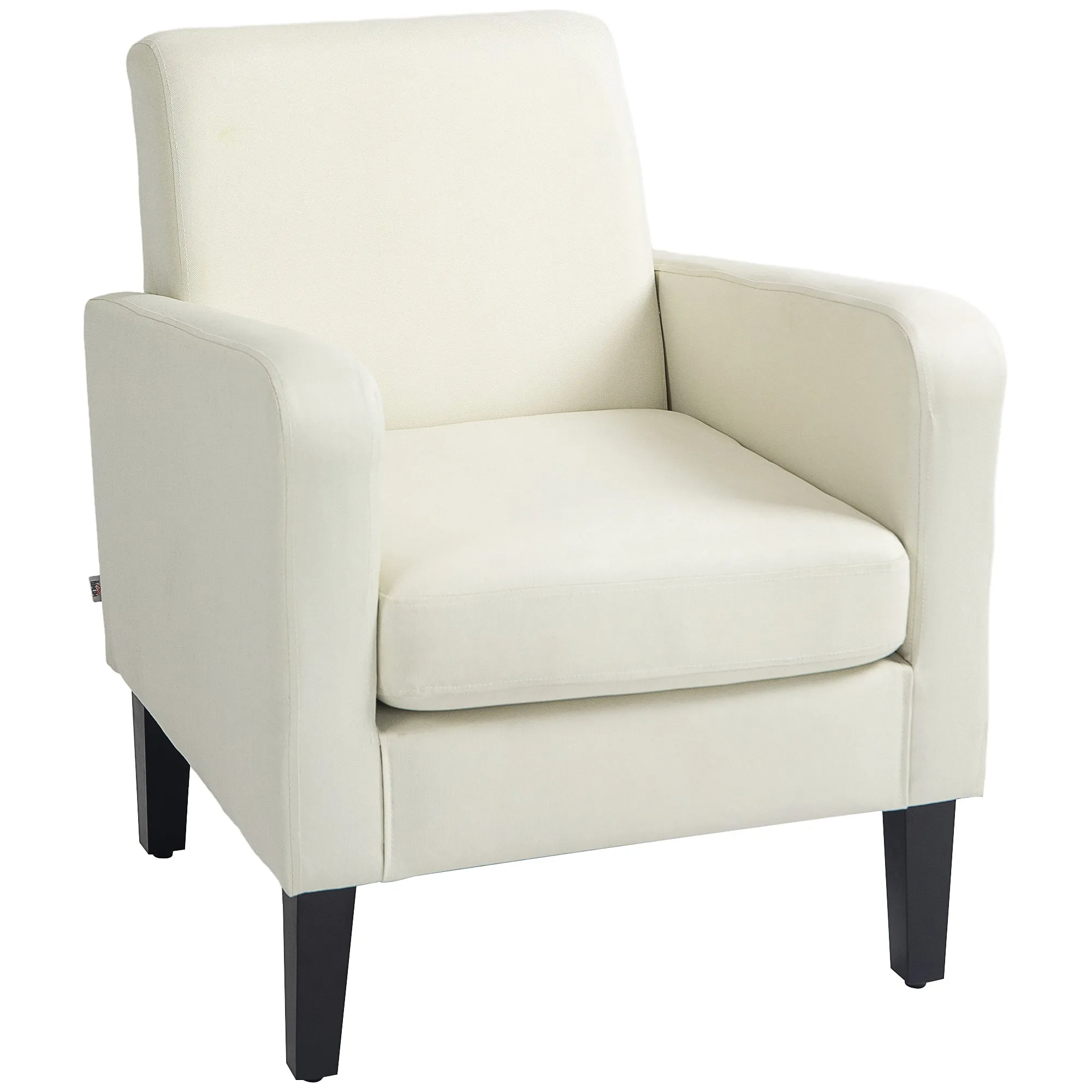 Modern Accent Chair, Occasional Chair with Rubber Wood Legs for Living Room, Bedroom, Cream White