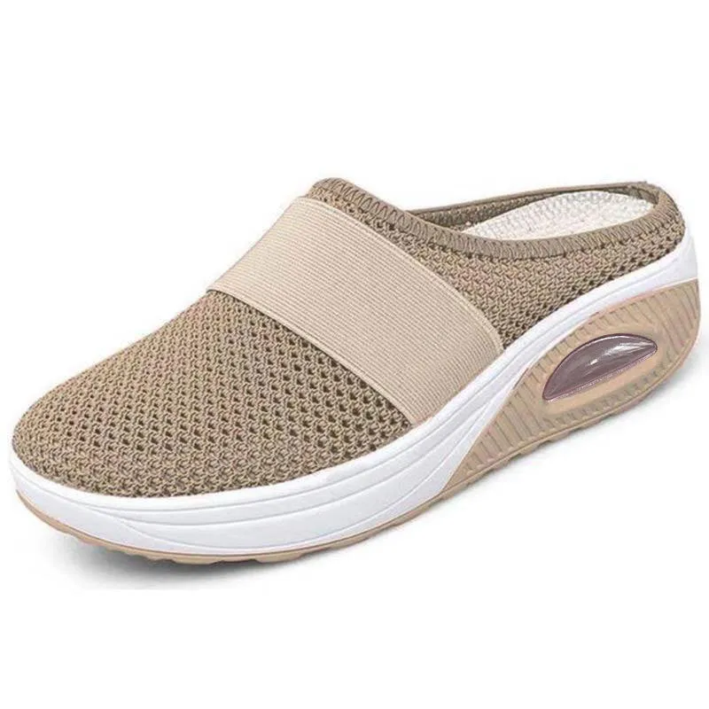 New Women's Slipper Head Large Size Thick Sole Sandals Platform Breathable Mesh Flat Shoes Women Flip Flops