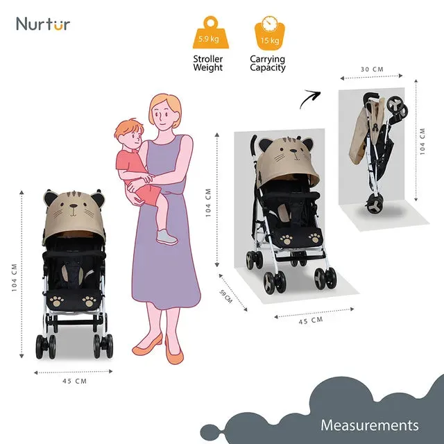 Nurtur Luca Cat Lightweight Stroller (Beige)