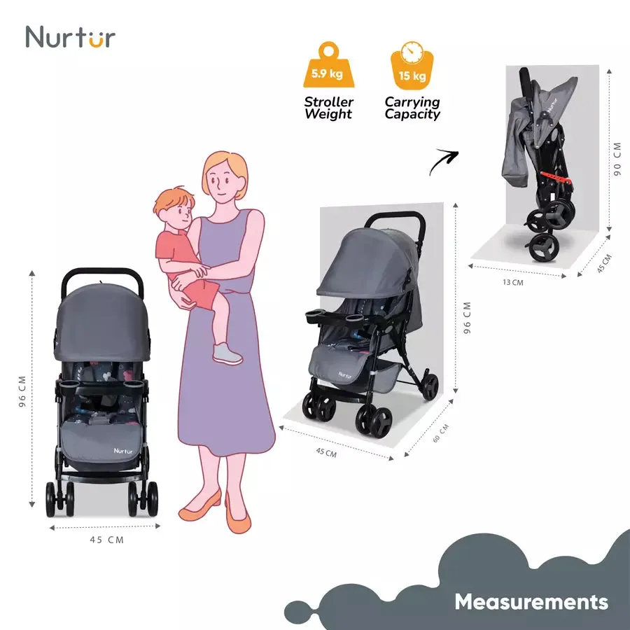 Nurtur Ryder Lightweight Baby Stroller (Grey)