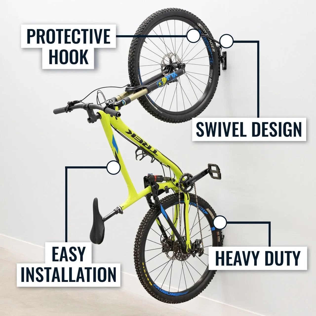 OUTLET | Swivel Mount Bike Storage Rack | 2 Bike Garage Wall Hooks | Mud