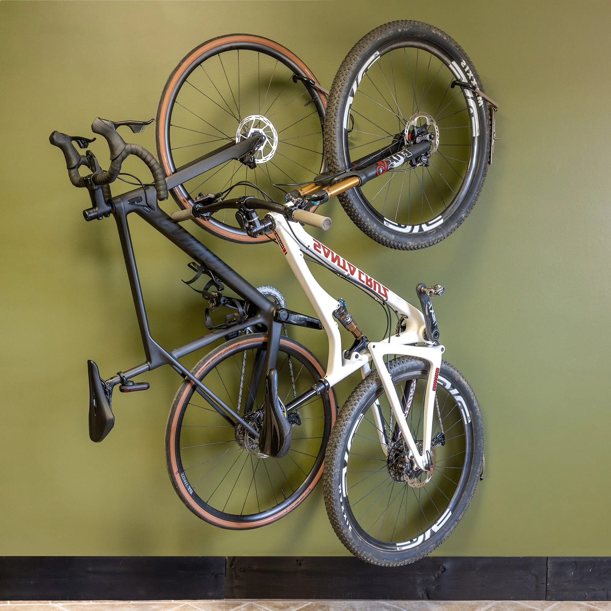 OUTLET | Swivel Mount Bike Storage Rack | 2 Bike Garage Wall Hooks | Mud