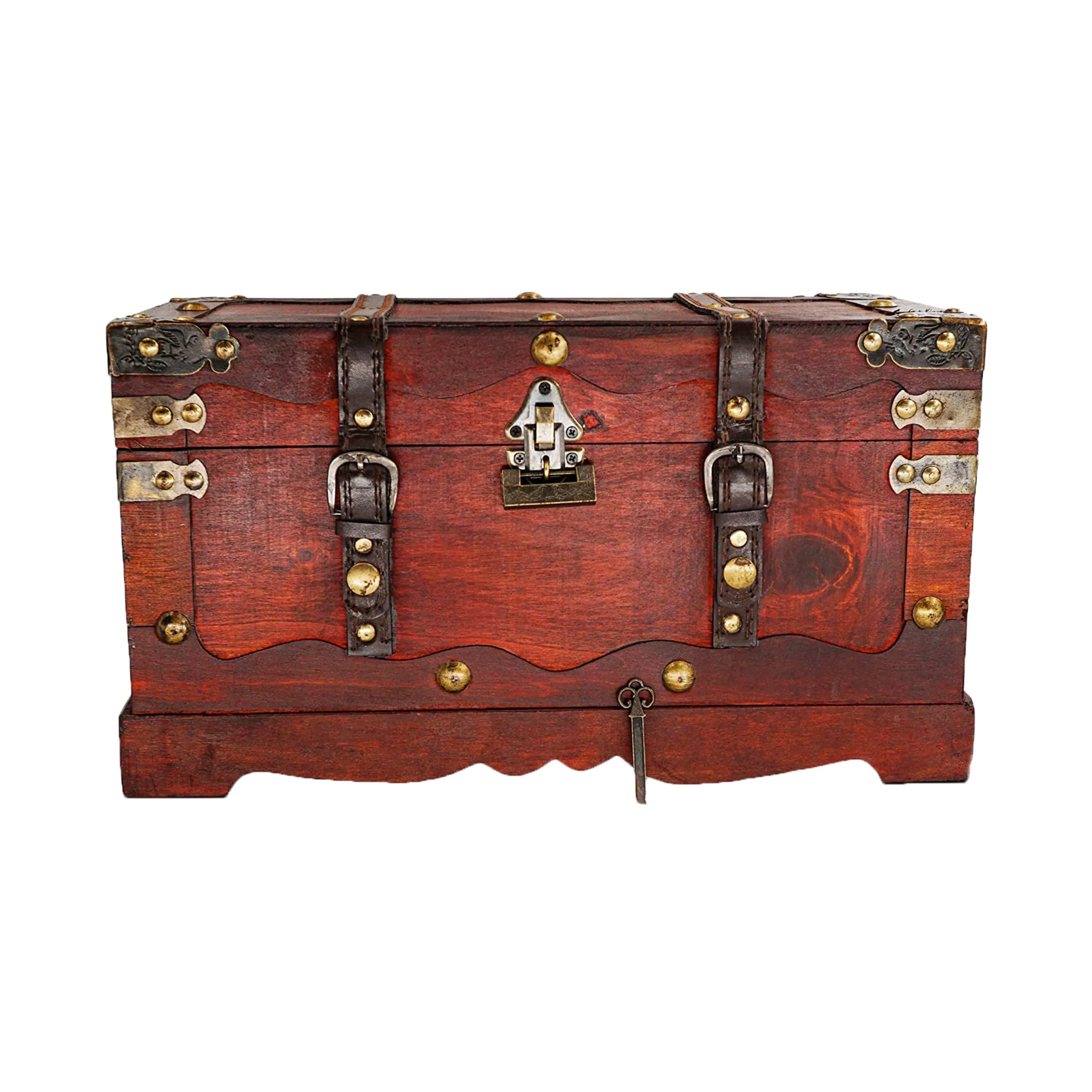 Pirate Treasure Chest Storage Box Durable Wood Metal