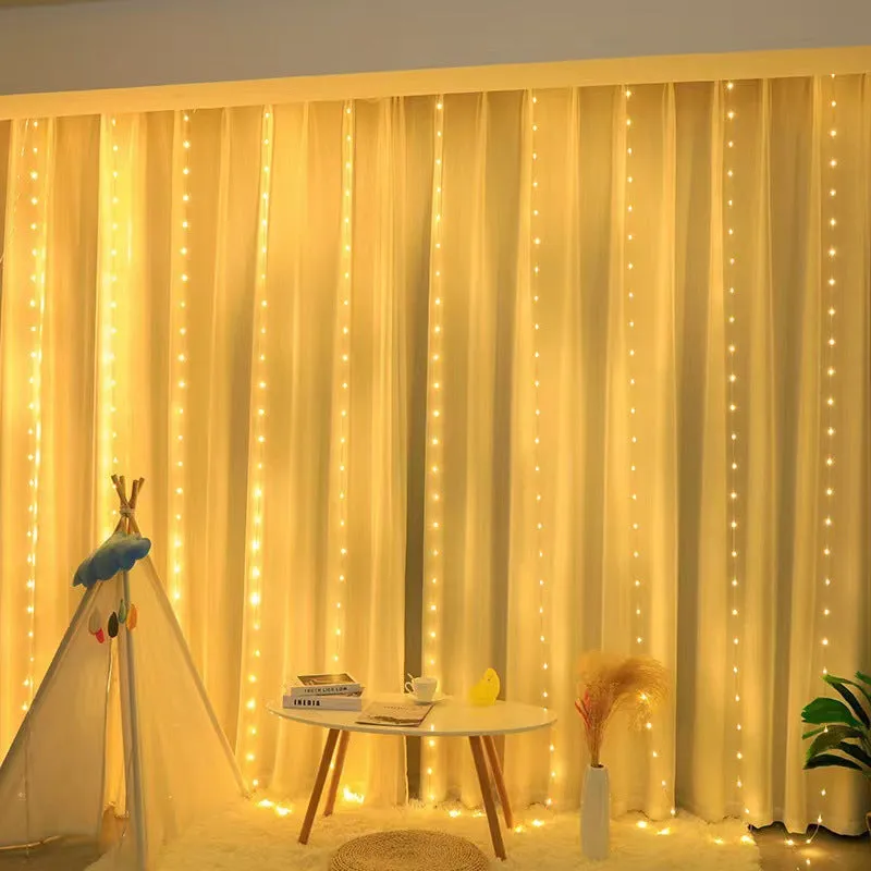 Plug-In LED Flowing Curtain Lights with Remote Control – Decorative Twinkling Lights for Holidays & Festive Decor