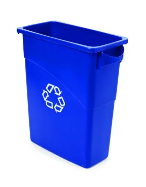 RUBBERMAID SLIM JIM BIN 15-7/8gal W/HDL -RECYCLING BLUE