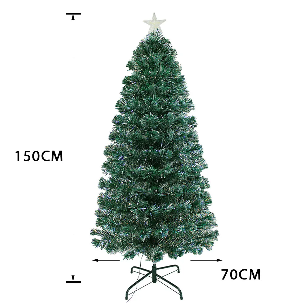 Silver Glitter Christmas Pre-Lit Fibre Optic Tree Twinkle Lights