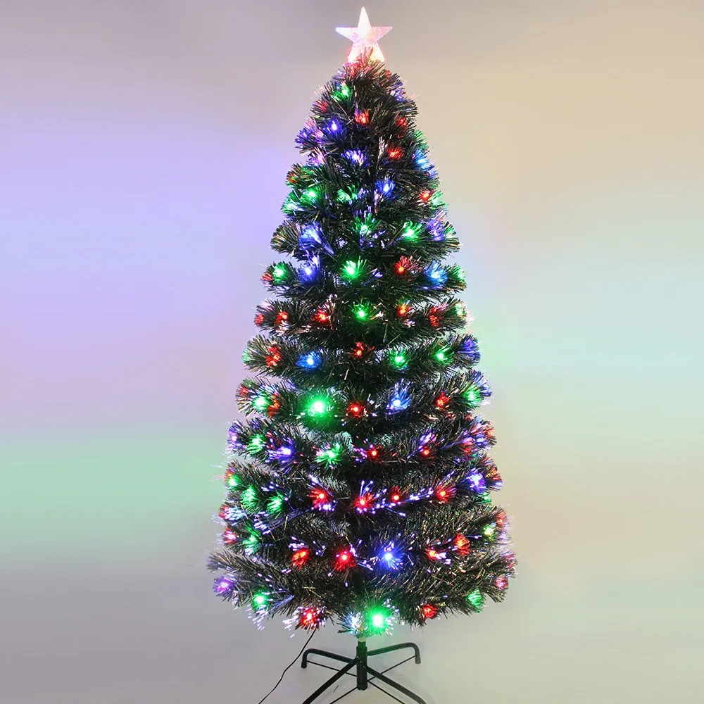 Silver Glitter Christmas Pre-Lit Fibre Optic Tree Twinkle Lights