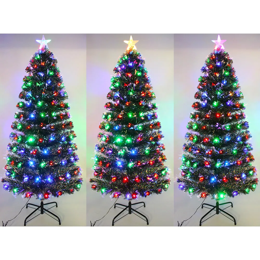 Silver Glitter Christmas Pre-Lit Fibre Optic Tree Twinkle Lights