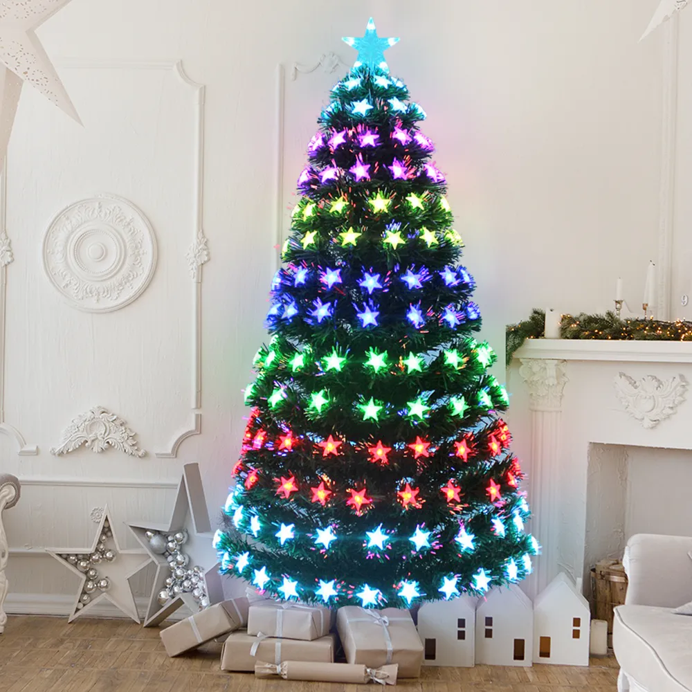 Star Decor Christmas Tree Pre-Lit Fibre Optic Multi-mode Multicolour Lights