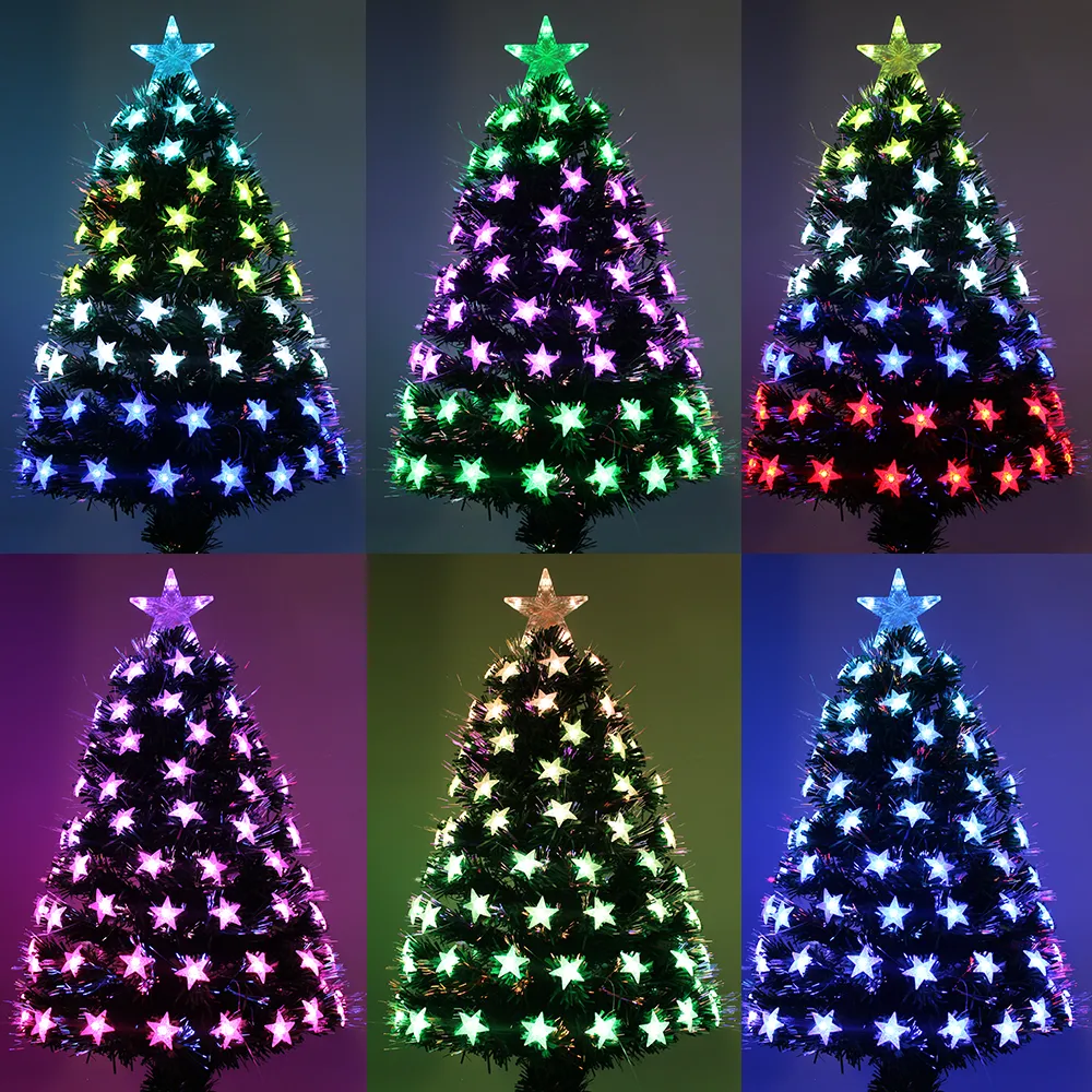 Star Decor Christmas Tree Pre-Lit Fibre Optic Multi-mode Multicolour Lights