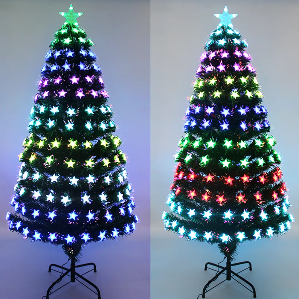 Star Decor Christmas Tree Pre-Lit Fibre Optic Multi-mode Multicolour Lights