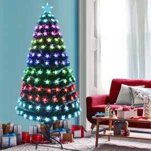 Star Decor Christmas Tree Pre-Lit Fibre Optic Multi-mode Multicolour Lights