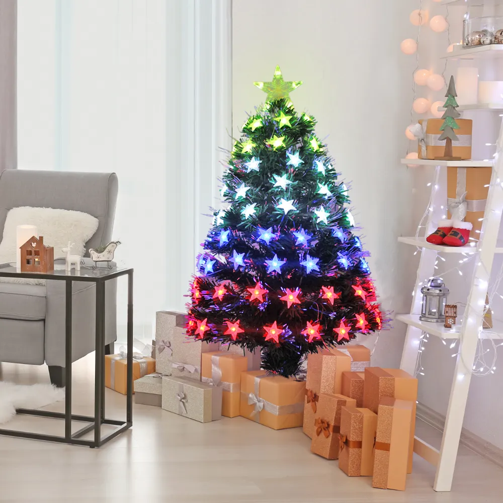 Star Decor Christmas Tree Pre-Lit Fibre Optic Multi-mode Multicolour Lights