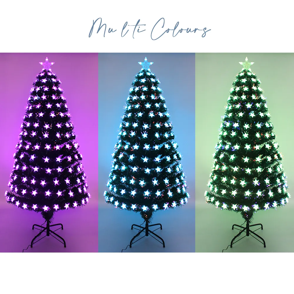 Star Decor Christmas Tree Pre-Lit Fibre Optic Multi-mode Multicolour Lights