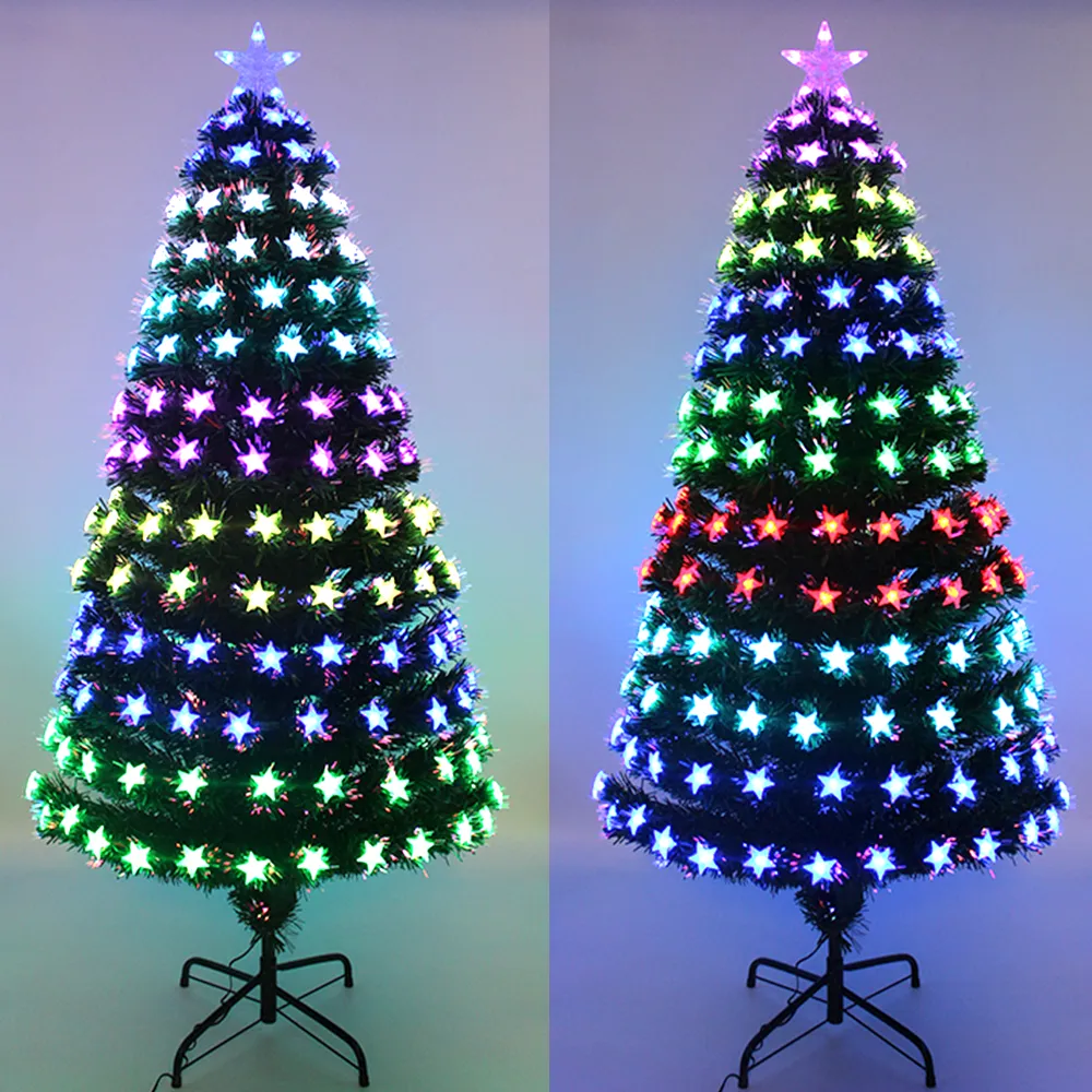 Star Decor Christmas Tree Pre-Lit Fibre Optic Multi-mode Multicolour Lights