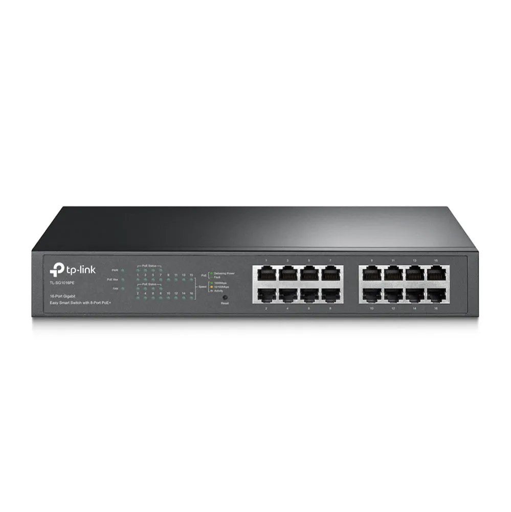 Tp-Link Tl-Sg1016pe - Switch - Smart - 8 X 10/100/1000 (Poe )   8 X 10/100/1000 - Desktop, Rack-Mountable - Poe  (110 W)